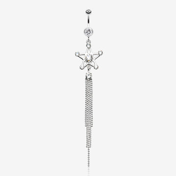 Bright Points Star Belly Button Ring-Clear Gem